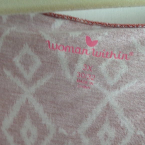 3X 30/32 Tribal Geometric Print Scoop Neck Tunic - Picture 3 of 3